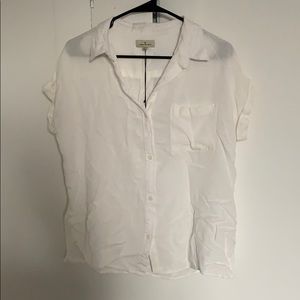 White linen button down top